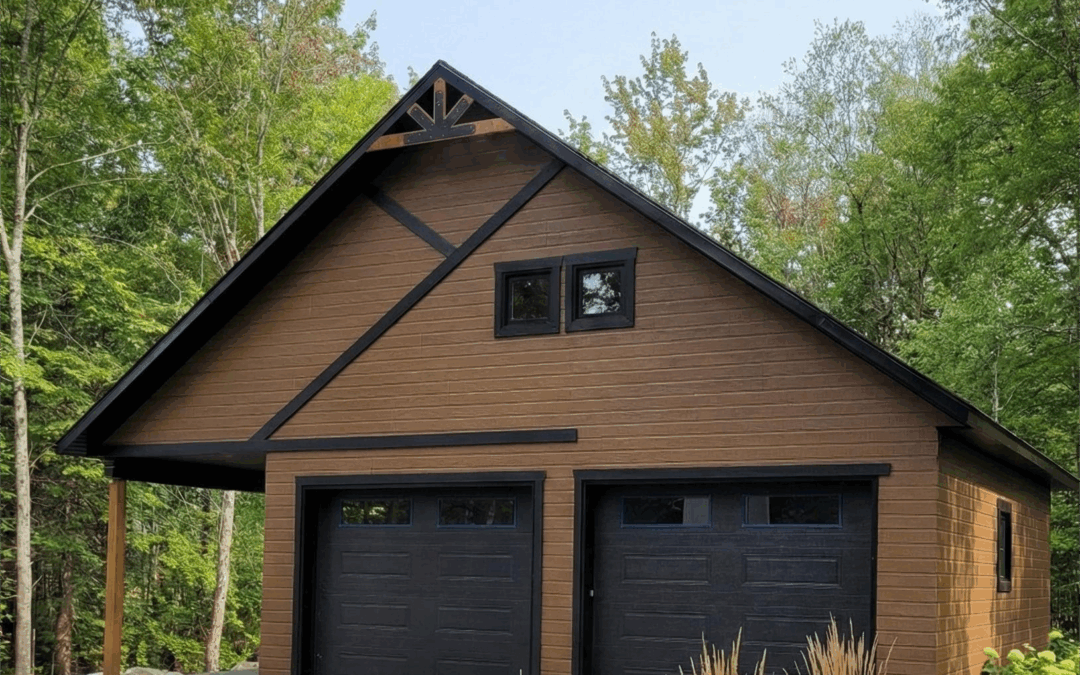 Garage détaché modèle Iberville 26′ x 28′ avec annexe de 224 Pi. Ca